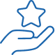 Main ouverte présentant une étoile, symbole d'excellence, de récompense ou de service de haute qualité. Icône de fidélité.